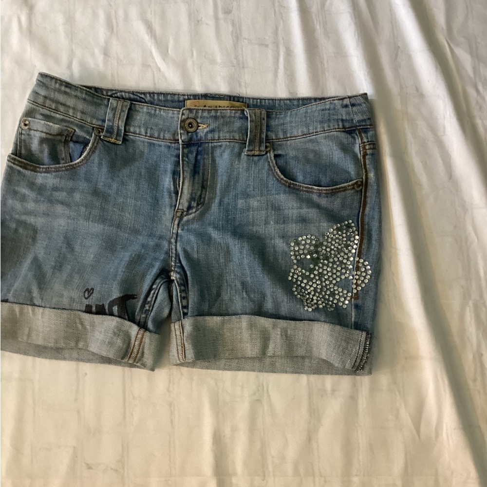 Z. Cavaricci Blue Jean Shorts with Rhinestone Detail